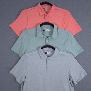 Lot of 3 SAXX All Day Cooling Polos Mens Medium Performance Stretch DropTemp‎